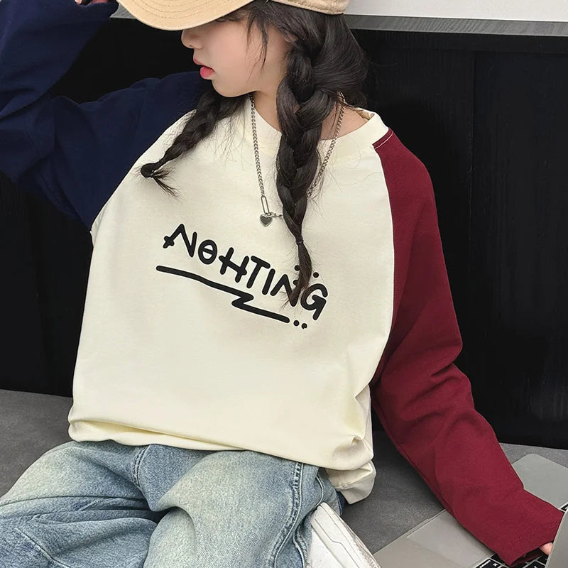 Children Sweatshirt for Girls New Spring Fall Clothes Cute Cartoon Pattern Pullover Loose Top Kids Korean Polo Sweatshirts 5-14Y