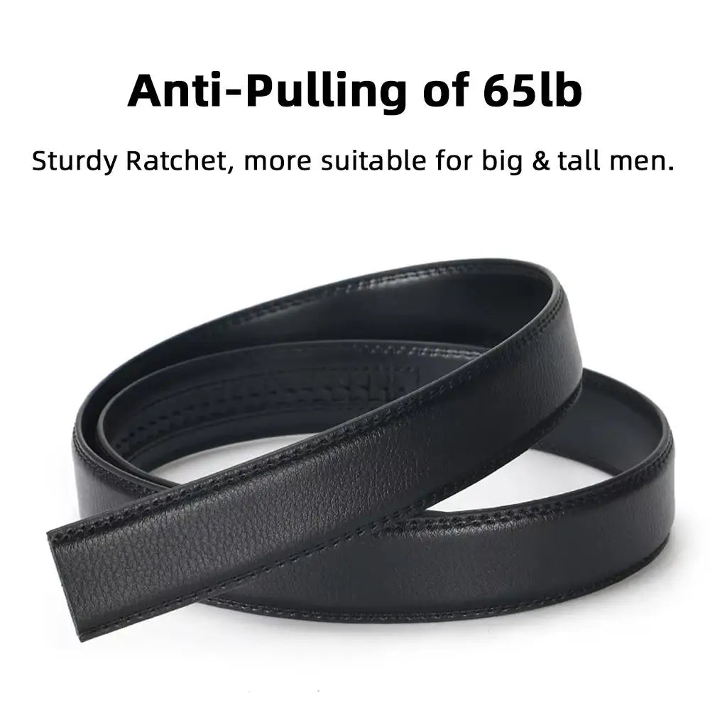 Automatic Buckle Belts Men High Quality Black PU Leather Belts with Adjustable Ratchet Belt for Dress Pant Jean Versatile