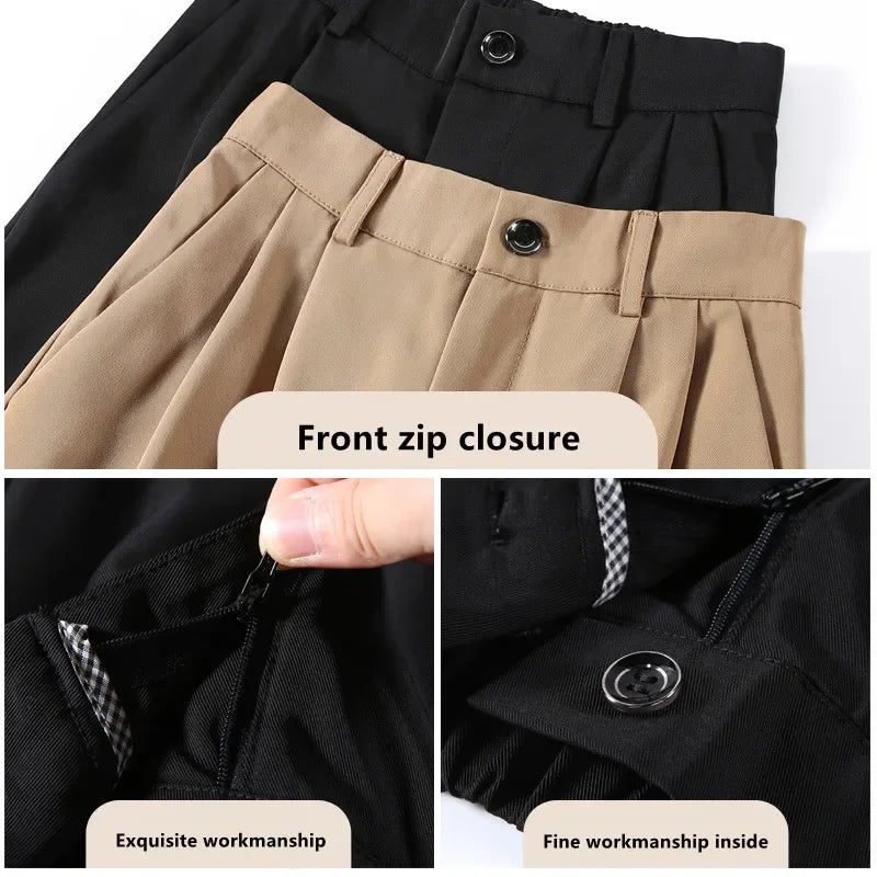 Women'S Loose Spring Summer 2025 New High Waist Wide Legs Slim Casual Trousers Korean Fashion Trend Female Suit Straight Pants