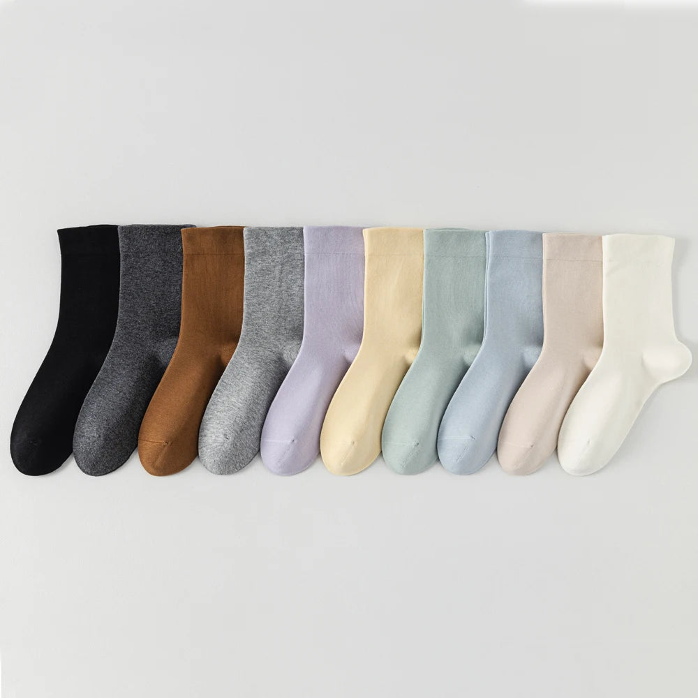 Cotton Seamless Stackable Socks for Women - Wear as Slouch or Straight, Non-Binding Cuff, Ideal Gift for Elderly & Moms-to-Be