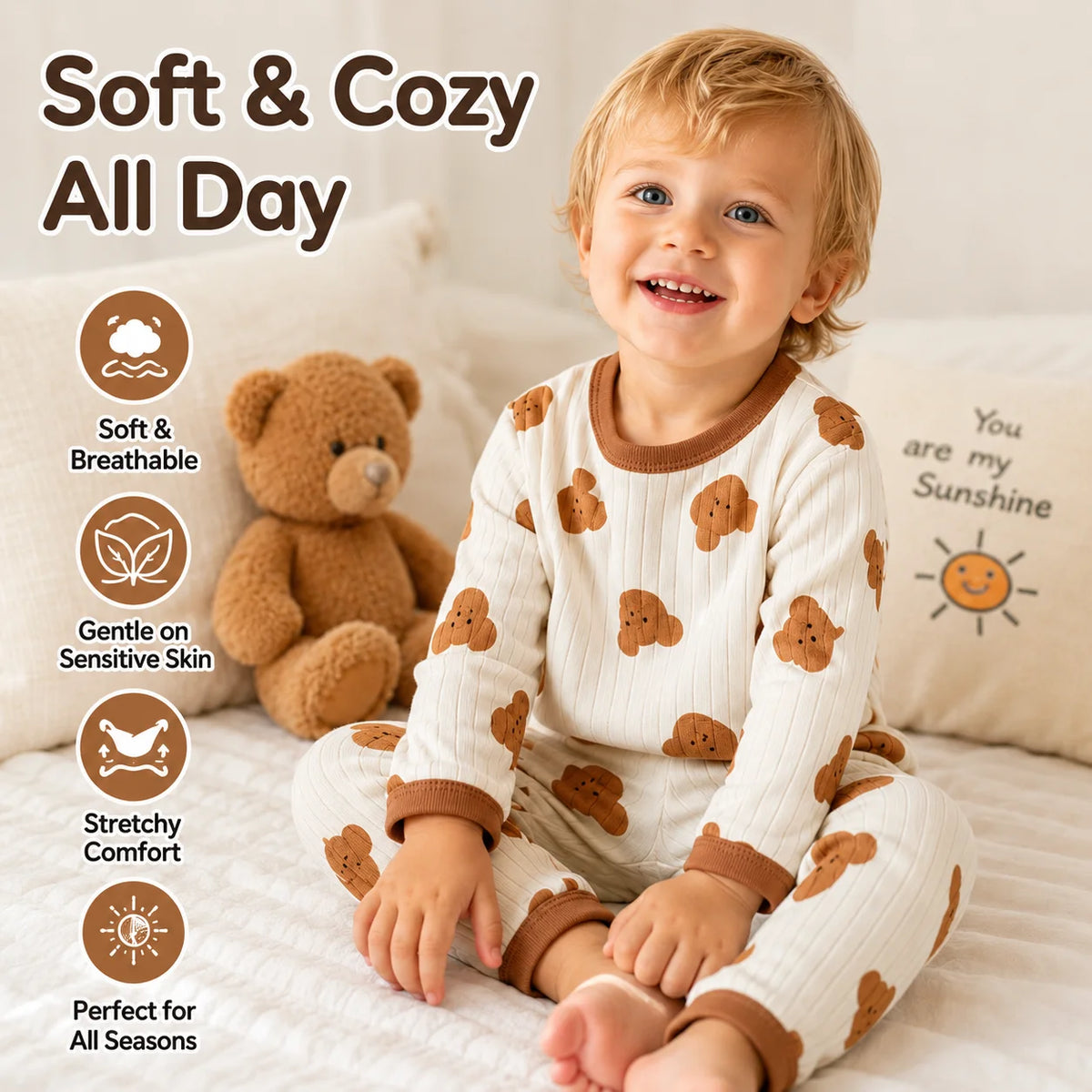 Child Pajam Baby Clothes Children Loungewear Long Sleeve Pajamas for Cute Deisgn Lightweight Comfortable Fabric Sleepwear Outfit