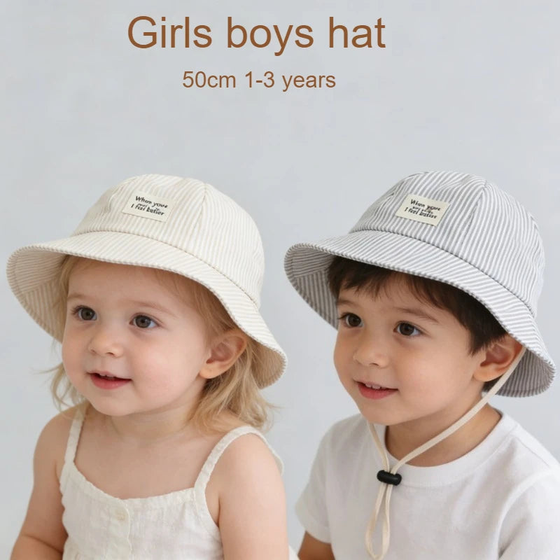 Baby Kids Cute Sun Hat 50cm 1-3Years Fashion Toddler Early Spring Summer Cotton Girls Fisherman's Hat Children Sun Cap Boys Hats