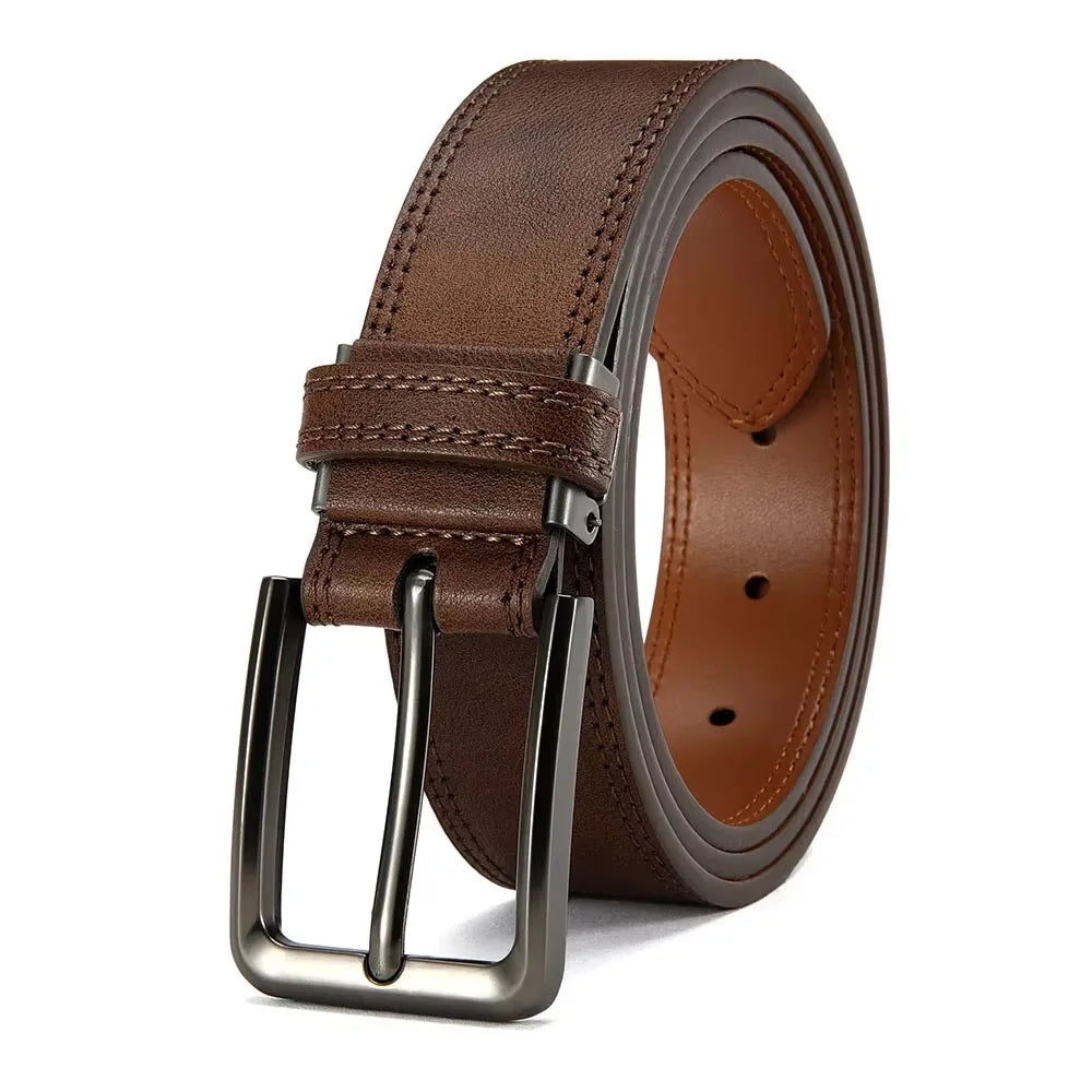 Men Belts High Quality Genuine Leather LONG Large Pin Buckle Metal Automatic Buckle Male Belts Strap Male