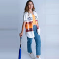 Summer New Letter Round Neck Patchwork Color Streetwear Hip Hop Coat Short Sleeve Sequins Night Club Loose Jackets