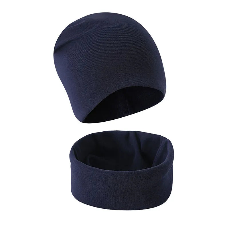 Children Beanie Hat Scarf Autumn Winter Solid Color Warm Toddler Hat Scarf for Girls and Boys Infant Hats Set Kids Neck Warmer