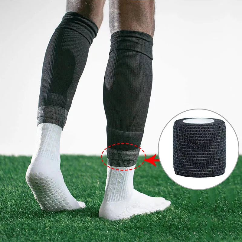 4 in 1 Soccer Equipment Set Anti Slip Socks Shin Pads Leg Sleeves Tape for Football Training Men Kids