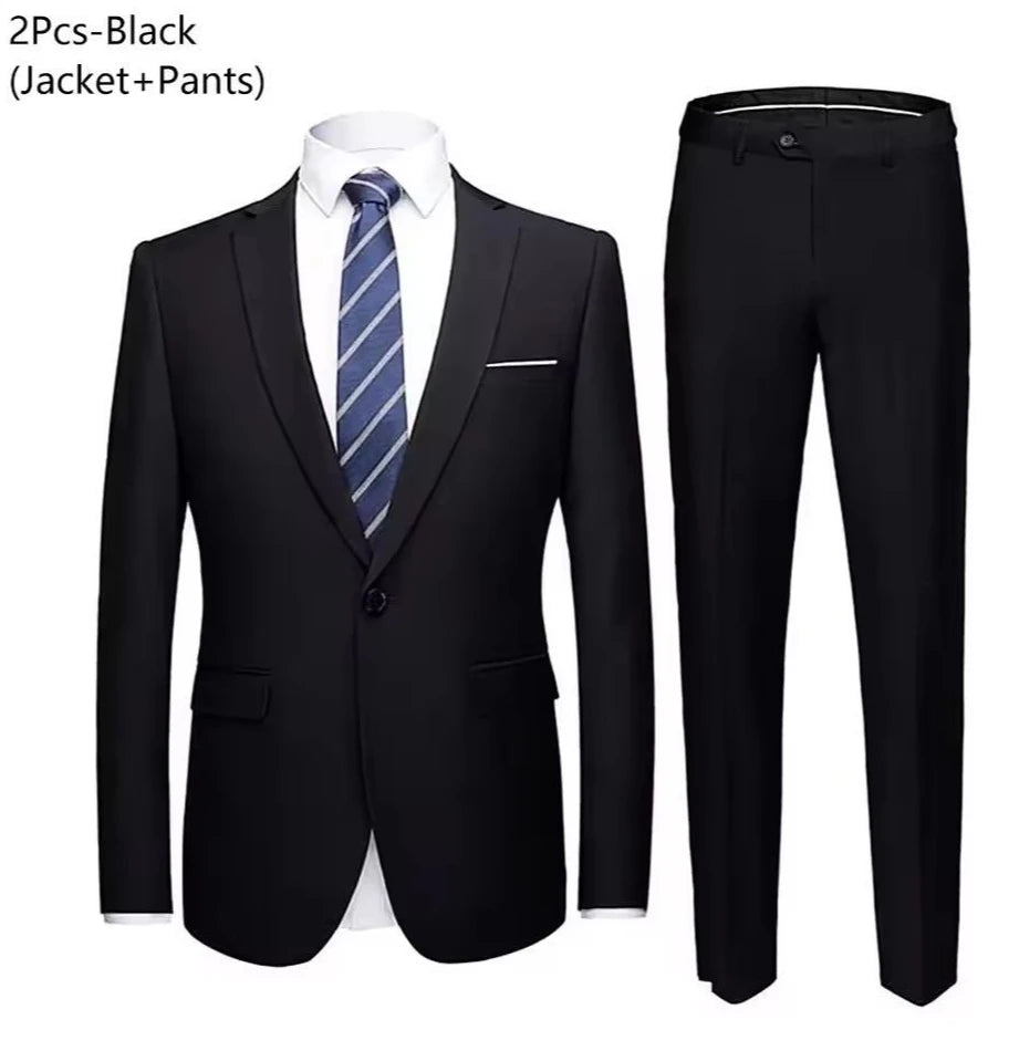 Men Suits Set  2 Pieces Jackets Pants For Wedding Elegant Slim Fit Blazers Formal Outfit Fashion Classic Full 2025 Costume