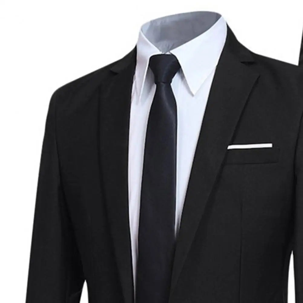 2026 Men Suit Set Turndown Collar Formal Business Suit Male Blazer Jacket Pants Set Job Interview Gentleman Suit Slim Wedding Se