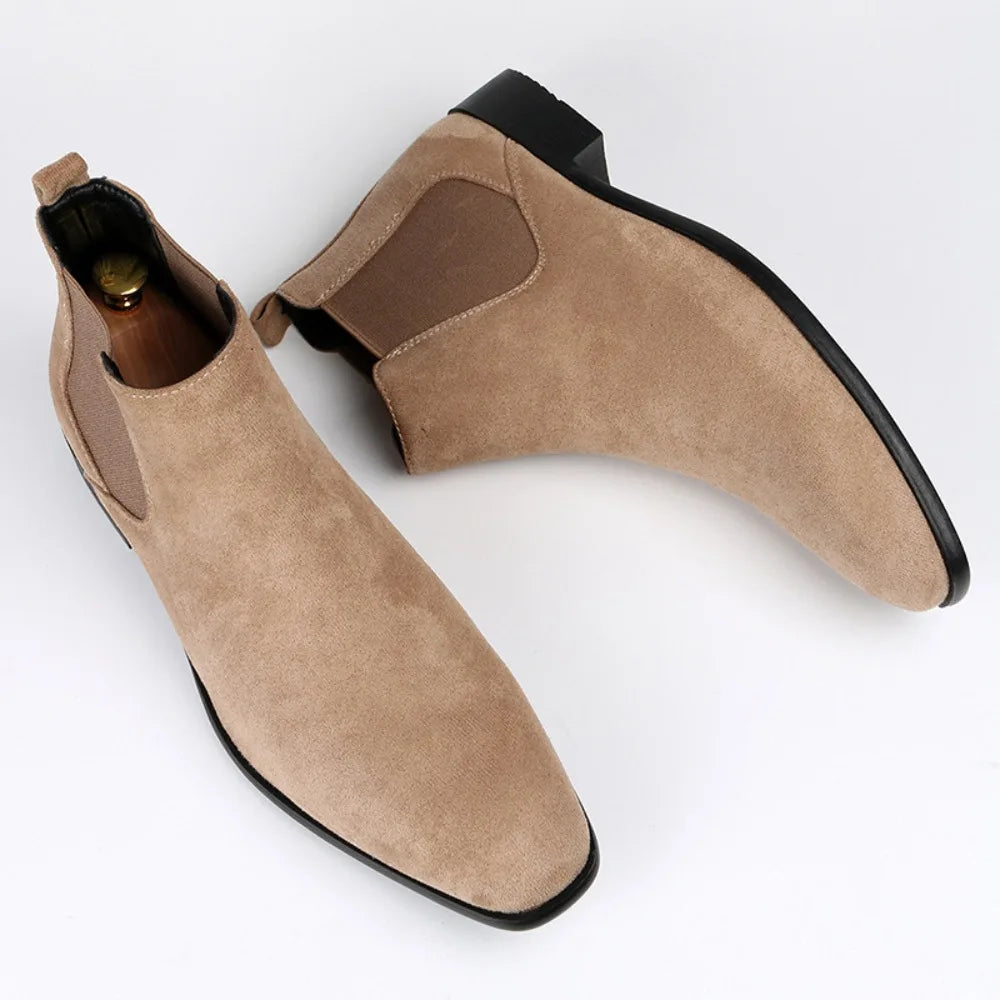 Men's Short Boots Winter Men's High-top Chelsea Boot New Small Square Head Fashion Men's Shoes Versatile Ankle Boots