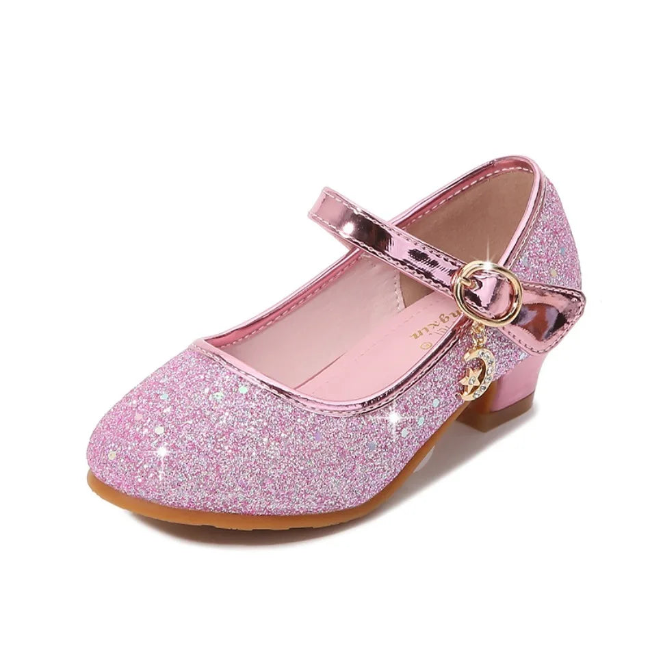 Children High Heels Fashionable Piano Runway Performance Shoes Girls' Leather Shoe Princess Shoes Sequined Single Shoes HSD09
