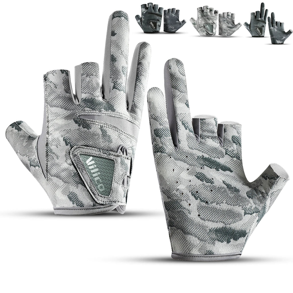 Fishing Gloves for Men Summer Fishing Road Sub Sunscreen and Anti Slip Ice Silk Breathable Thin Three Finger Cut Gloves