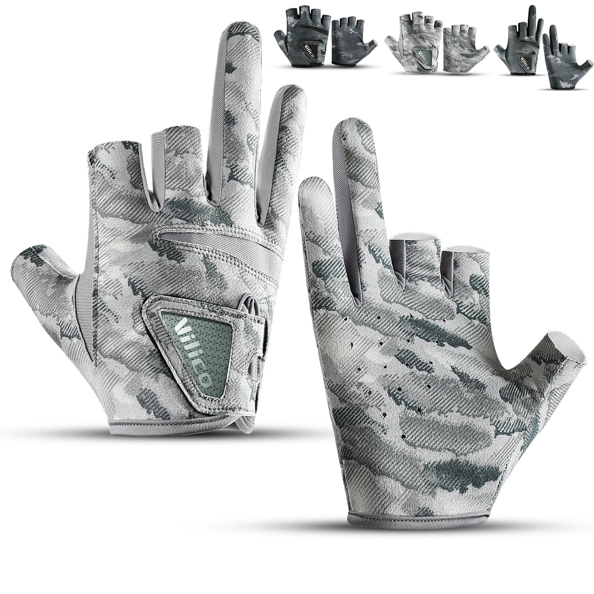 Fishing Gloves for Men Summer Fishing Road Sub Sunscreen and Anti Slip Ice Silk Breathable Thin Three Finger Cut Gloves