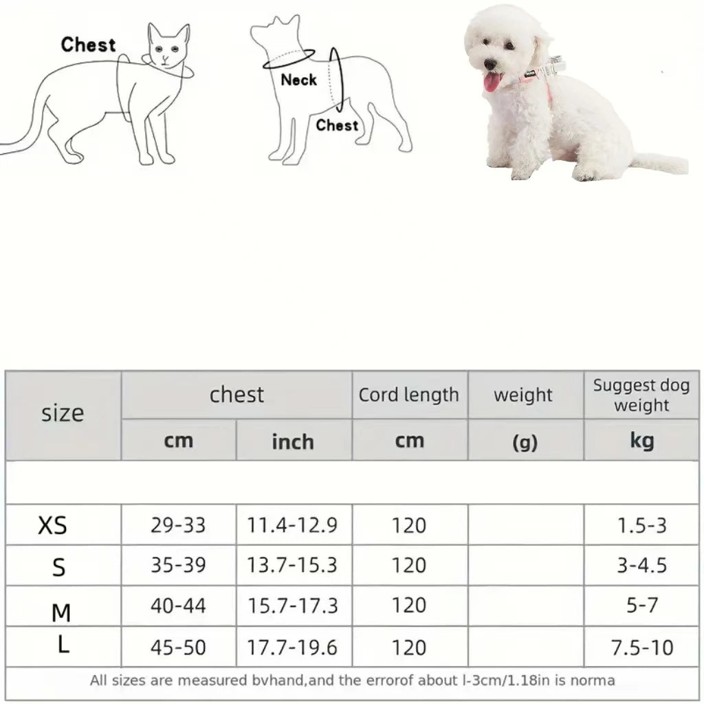 1pc Adjustable Pet Harness Leash Suitable for Small Medium-Sized Dogs Cats for Outdoor Activities