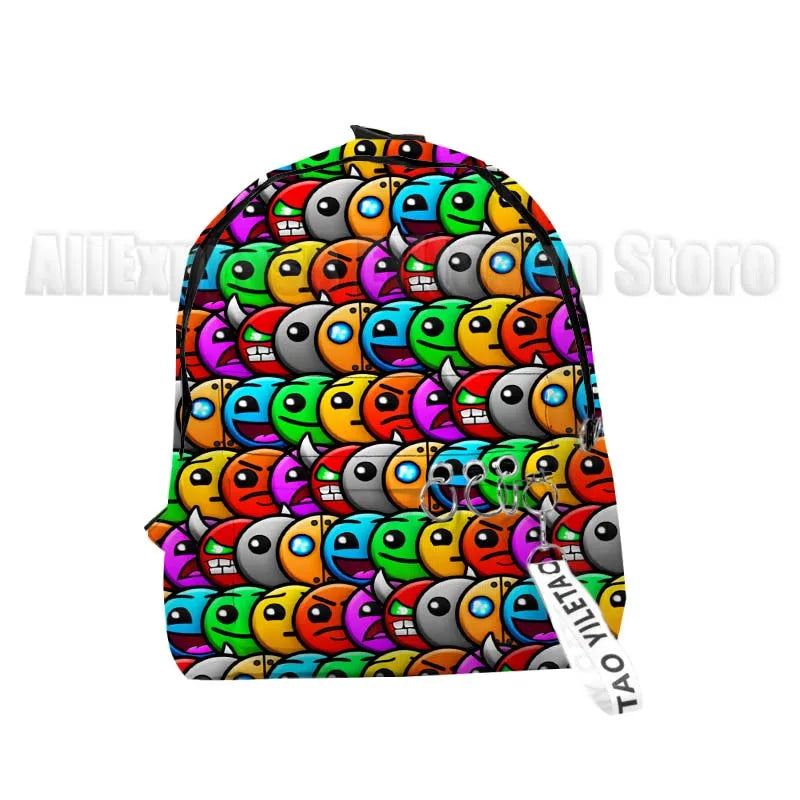 Kids Angry Geometry Dash 3D Print Backpacks for Girls Boys Cartoon Anime Bookbags Students School Bags Children Knapsacks Gifts