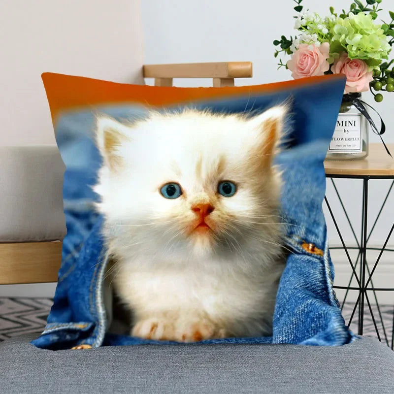 Cute Animal Bed Pillowcase for Car Sofa Home  Pet Cat Printed   Cushion Cover