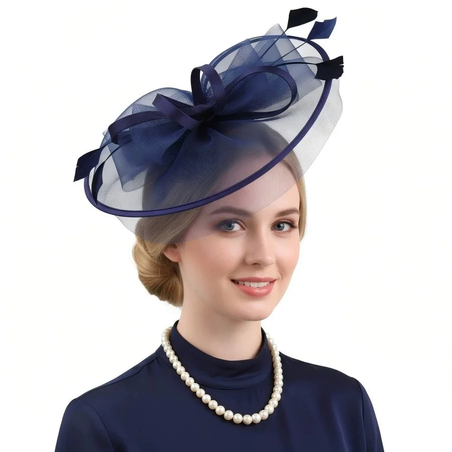 Fascinators Hats For Women Tea Party Hats 1950s Kentucky Derby Hats Feather Hair Clip For Bride Wedding Party Mesh Headband