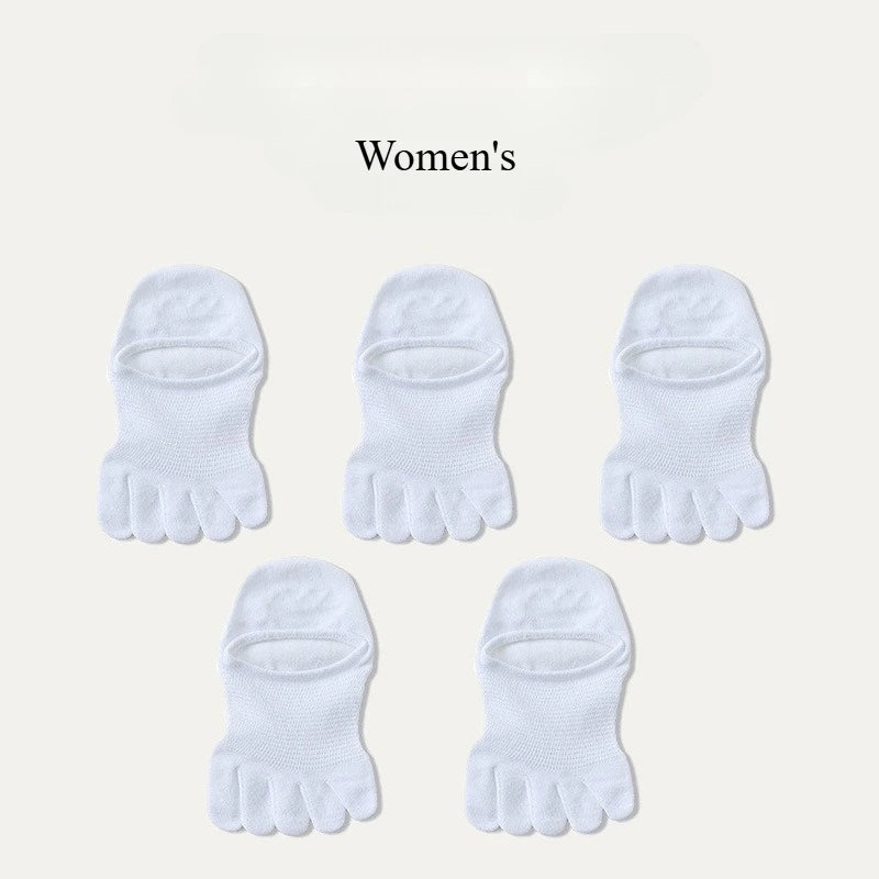 Women's 5 Pair Cotton 5-toe Socks Summer Breathable Mesh Sock for Women Mens Five Finger Ankle Toe Socks Low Cut Sock for Ladies