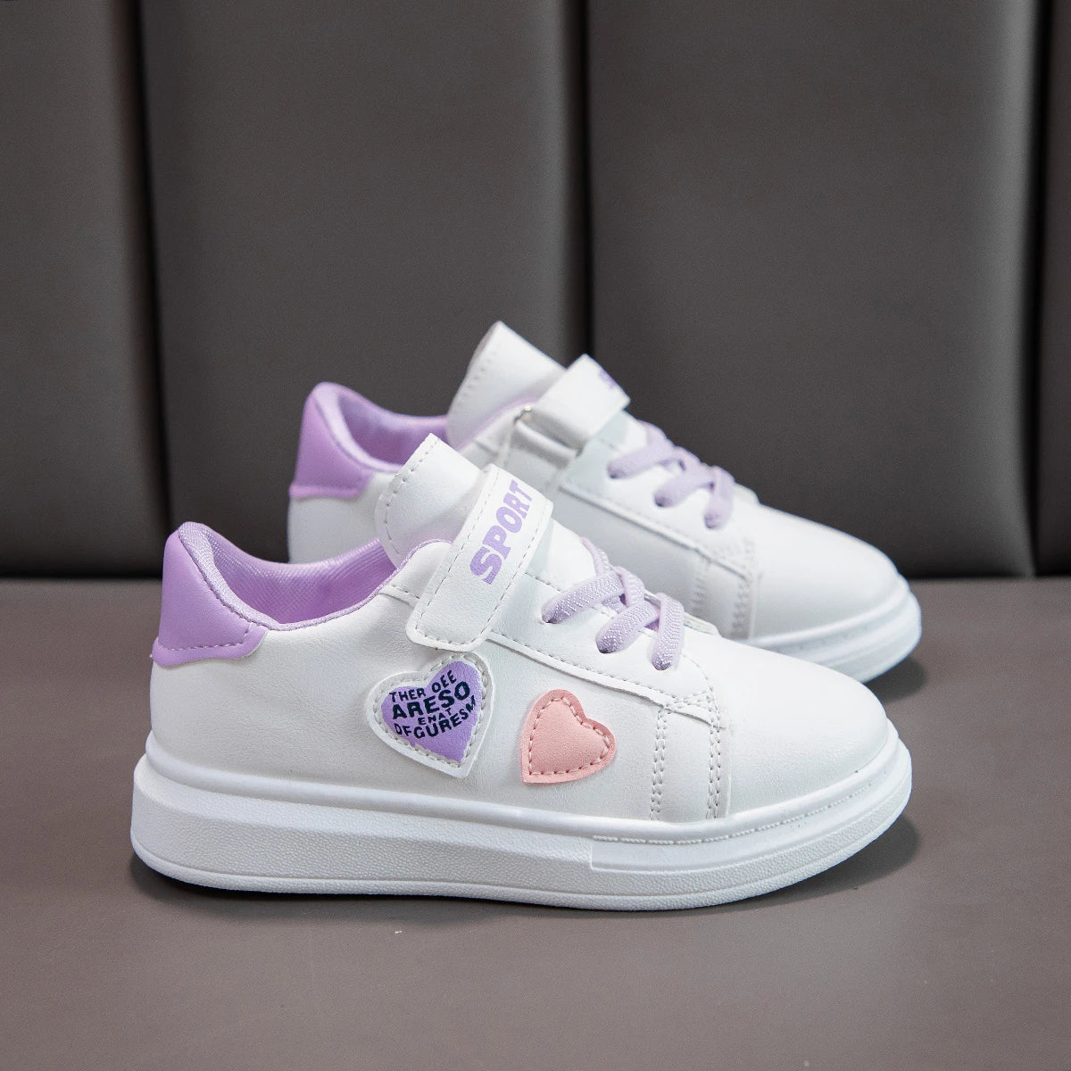 Children Sneakers 2025 New Girls Love Embroidery Casual Shoes Fashion Leather Kids School Running Sports Shoes Zapatos De Mujer