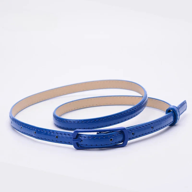 Children Candy Color Belts 1.2cm Super-thin PU Waistbands Simple Solid Color Casual Belts Girl Apparel Accessories