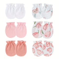 6Pairs/lot Newborn Baby Gloves for Boys Girls Protect Face Cotton Gloves Pink Blue Cartoon Elastic Gloves Infant Gift 0-6Mouth