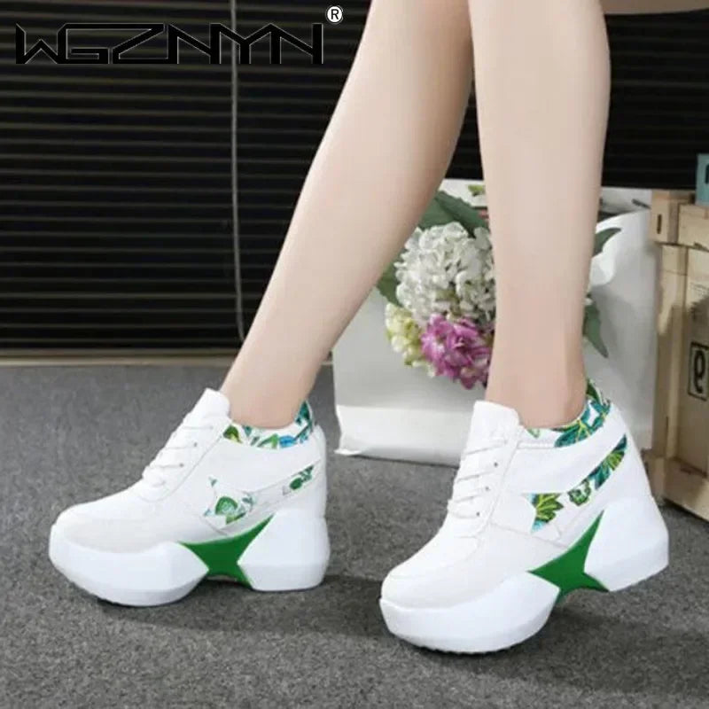 Women Sneakers 2025 Fashion Casual Shoes Woman Comfortable Breathable White Flats Female Platform Sneakers Chaussure Femme 10cm