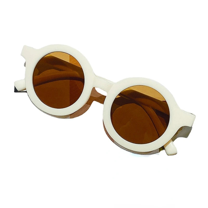 Korean Children's Sunglasses Retro Solid Round Frame Small Face Sunglasses Ultraviolet-proof Convenience Glasses Kids Glasses