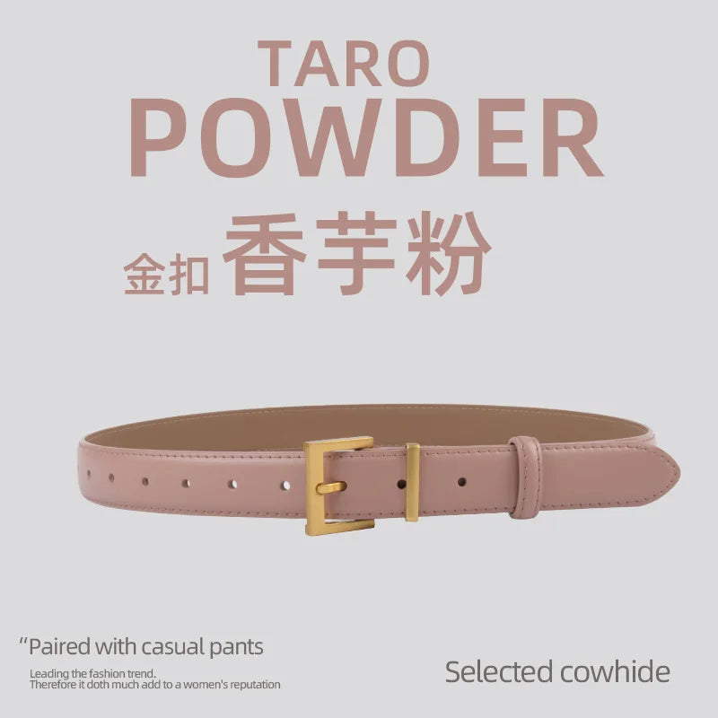 New Waist Belts for Women Plain Real Leather Jeans Belts Strap Blue Pink Khaki Cowhide Waistbands Ladies Daily Dress Decoration