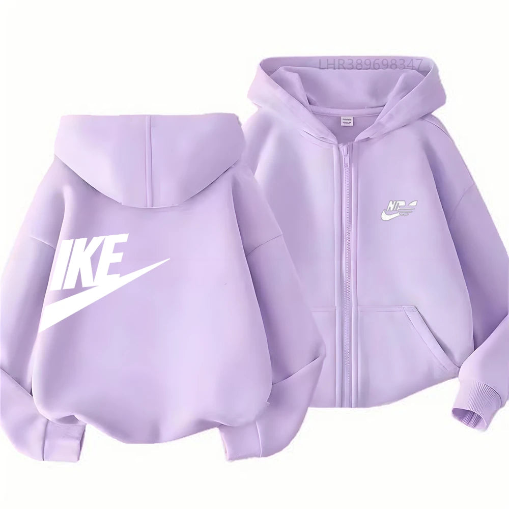 Children Coat Zipper Style Hoodies Girls Boys Age 3-12 Kids Fashion Black Pink  Long Sleeves Autumn Clothing Fun Brand Print