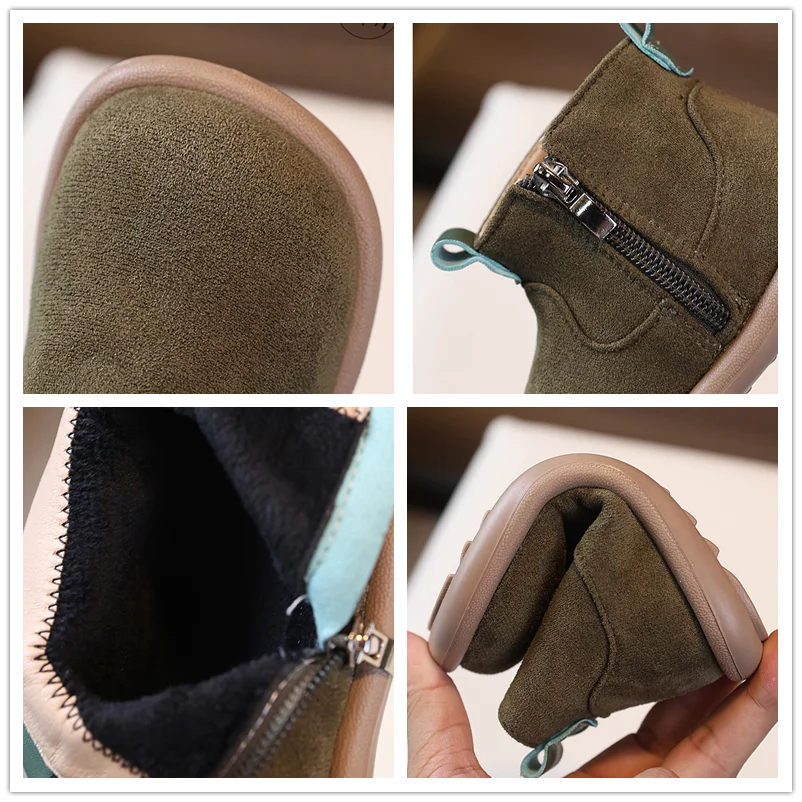 Baby Boys Girls Boots Oxford Suede Children Casual Shoes Outdoor Plush Anti-slip Infant Shoes Autumn Winter Kids Ankle Boots