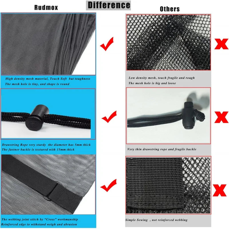 Heavy Duty Mesh Ball Bag Large Drawstring Sports Equipment Storage Bag With Shoulder Strap For Basketball Soccer Volleyball