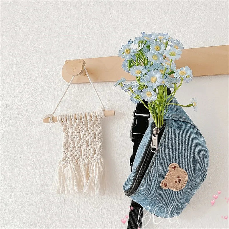 Denim Waist Bag for Kids Fashion Fanny Pack for Little Boy Girls Children's Bum Bag Lightweight Chest Bag Cool Shoulder Bags