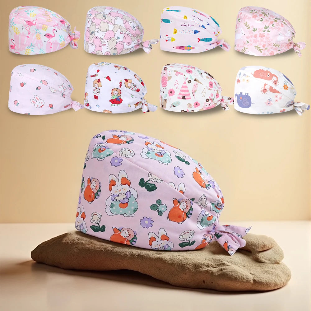Women's Working Hats Cotton Adjustable Medical Nurse Caps Beauty Salon SPA Doctor Scrub Hat M909