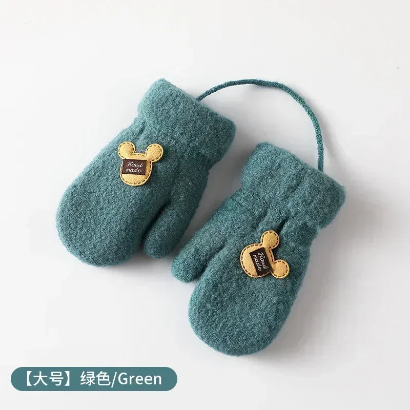 New 1-6 Years Old Baby Mittens Newborn Children Kids Winter Gloves Mohair Plush Thick Boys Girls Gloves Kids Accessories