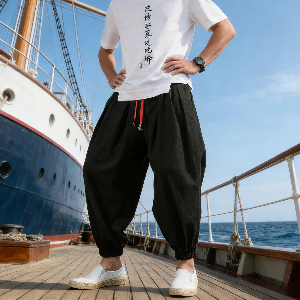 FGKKS 2026 New Men Pants Fashion Spring Chinese Style Holiday Beach Summer Brand Casual Traveling Trousers Male Autumn
