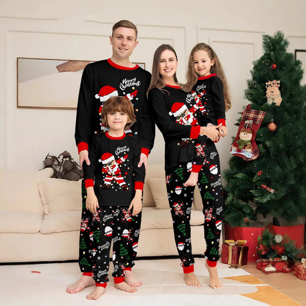 2025 New Christmas Family Matching Pajamas Santa Claus Print Adult and Children's Pajama Set Soft Sleepwear Xmas Family Look Pjs