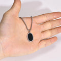 Men Necklace, Oval Round Pendant, Stainless Steel Minimalist Black Pendants.French Style Vintage Men Jewelry