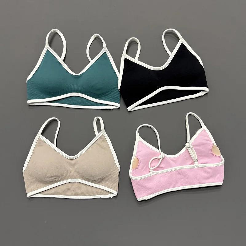 Sports Bra For Women Padded Wireless Yoga Bra Seamless Breathable Shockproof Gym Workout Crop Top Adjustable Straps Bralette