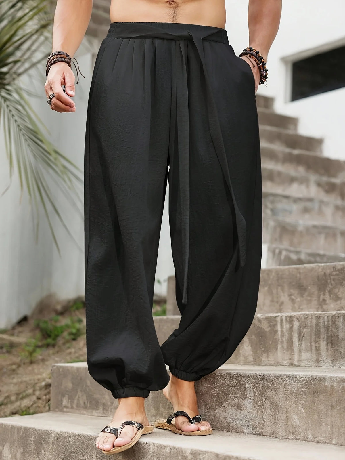 FGKKS Brand New Men Pants Fashion Loose Style Comfortable Cotton Pants Man Black Solid Trousers