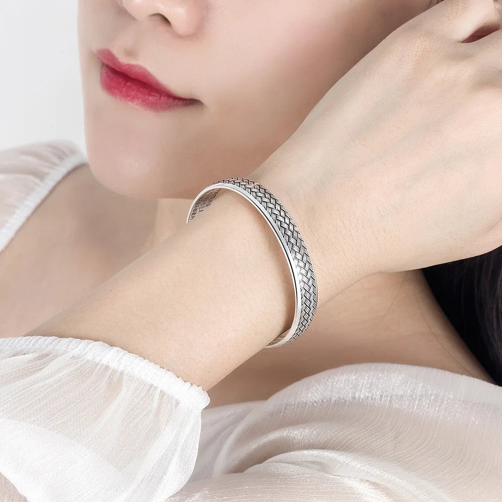 925 Sterling Silver Bracelet For Women men Fashion Wedding Party Cute Lady Handmade weaving Jewelry adjustable retro