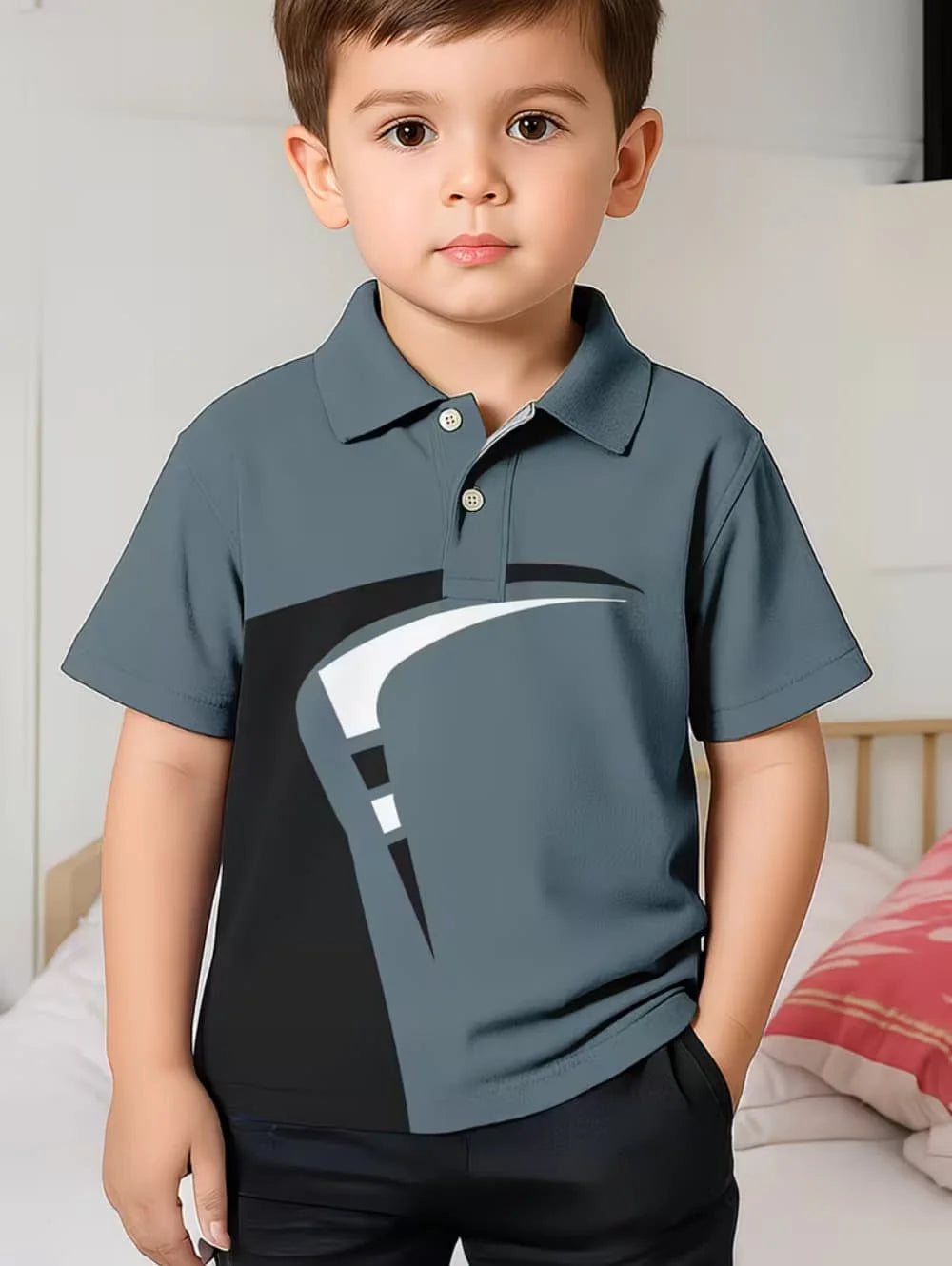 Kids Polo Shirts Striped Print Short Sleeve Polo Shirt for Boys Ummer Outdoor Casual Round Neck Fashion Boys Children's Clothing