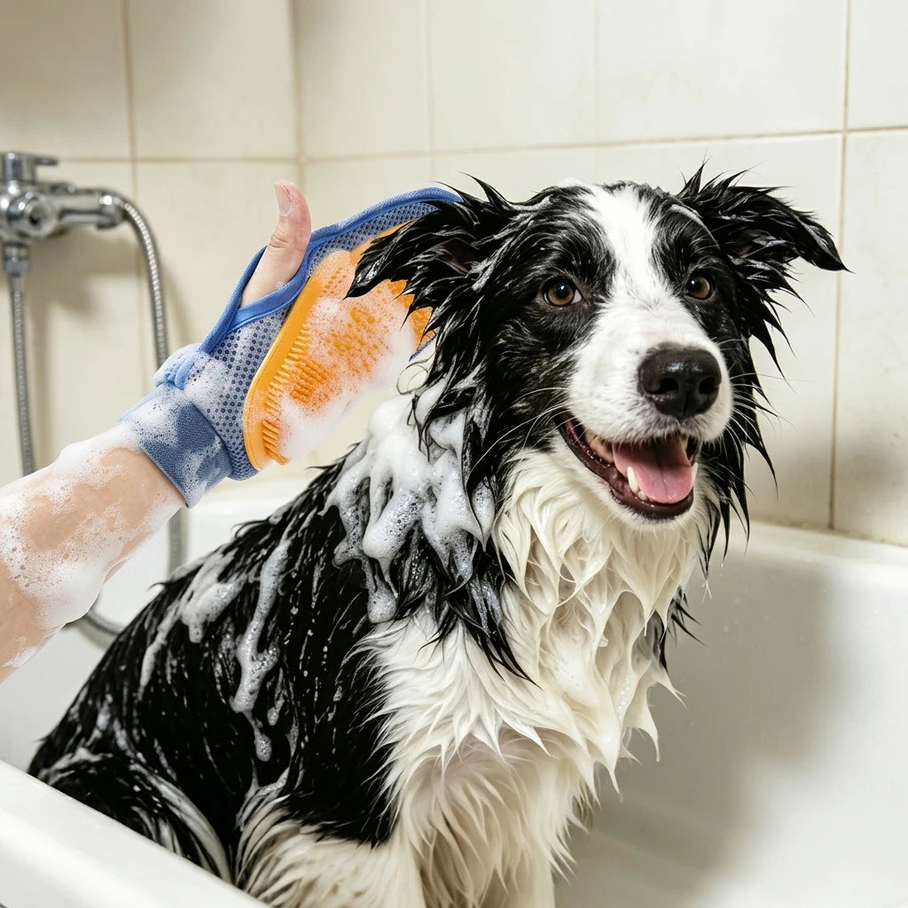 Pet Deshedding Cleaning Glove Double-sided Design Silicone Brush Cats Dogs Comfortable Massage Comb Grooming Tool Easy To Clean