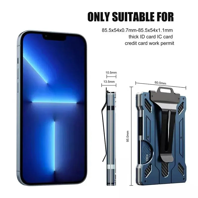 Minimalist Slim Wallet for Men  Metal Wallets with Money Clip  Clear ID Window badge Card Holder  RFID Blocking (Carbon Fiber)