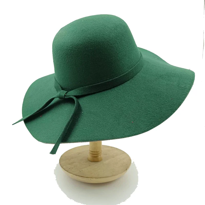 Women Hat  Autumn Winter Vintage Floppy Hat Women Elegant Felt Fedora Hat Wide Brim Sun Cap British Style Fedoras Felt Floppy