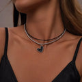 Fashion Y2K Love Heart Pendant Beaded Necklace for Women Multi-layer Chains Choker Decoration Party Gifts Jewelry Accessories