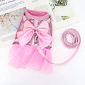 Cute Dog Cat Harness Leash Set Breathable Bowknot Puppy Kitten Vest Nylon Leashes For Small Medium Dogs Cats Pet Accessories Pug