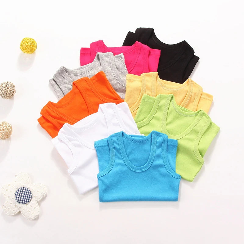 Kids Underwear Boys Vests Children Summer Vest Tops for Girls Solid Tank Top Boy Clothes Cotton Tees Sleeveless 2-12Y