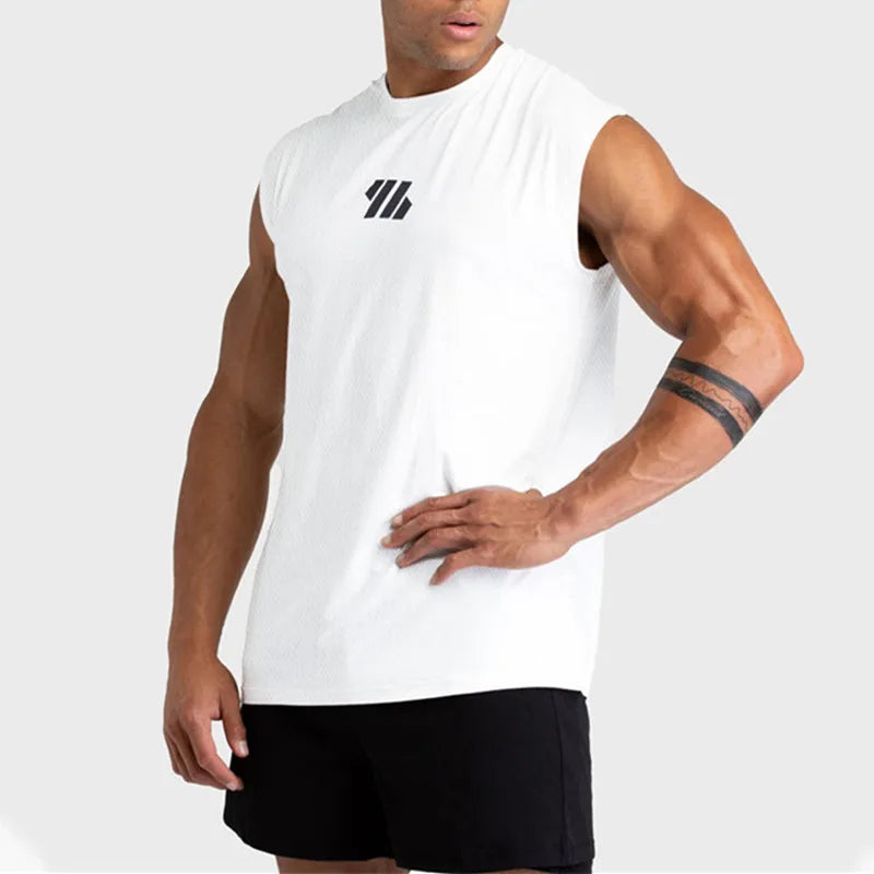 Summer new Gym Vest Men Bodybuilding Sleeveless Sports Tank Top quick-drying mesh Fitness Running Tank Top men Clothes