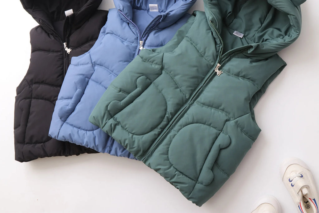 1-4Y Winter Kids Clothes Thicken Lining Boys Waistcoat Windybreaker Girls Paddded Jacket Chidren Outfit