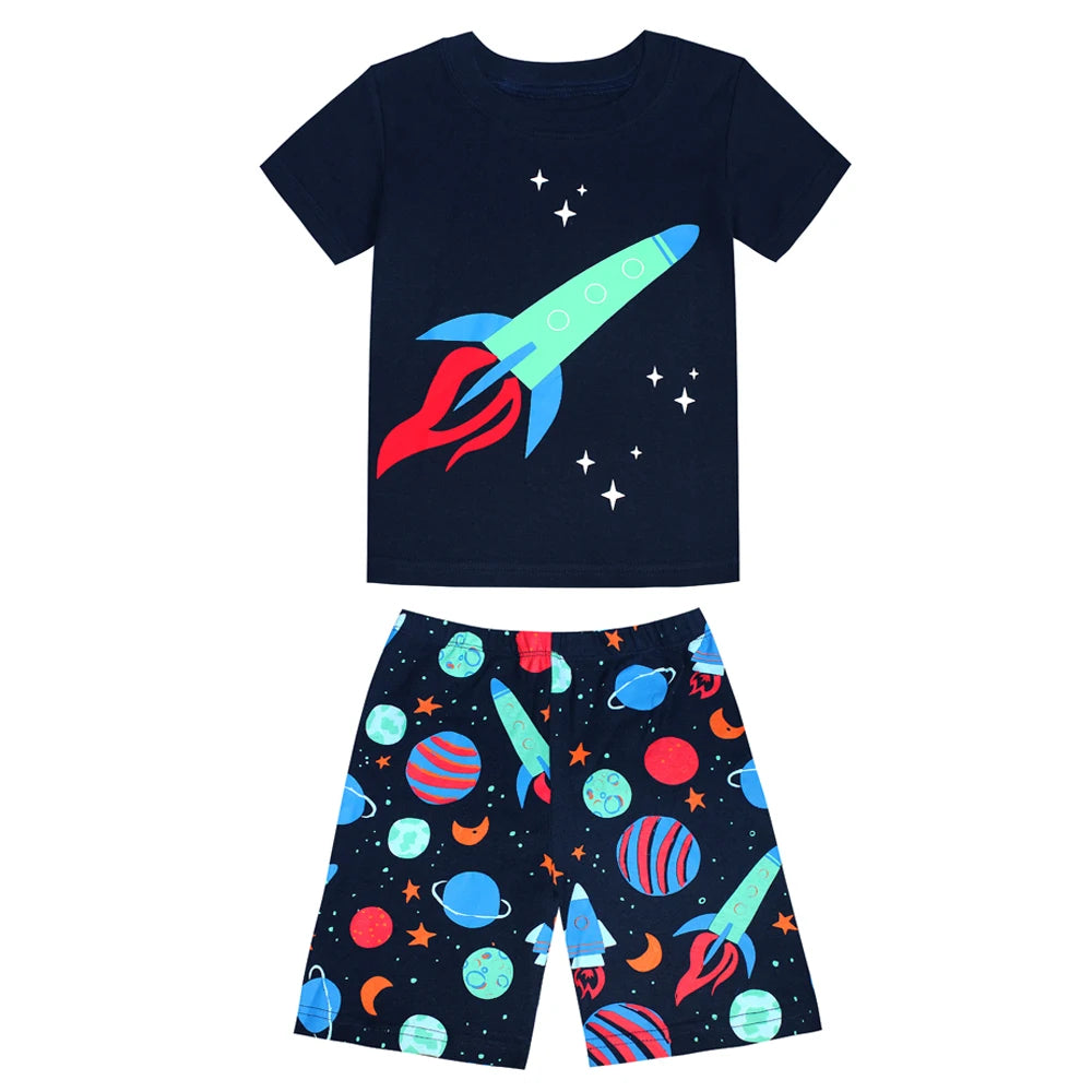 Fashion Boys Pajamas 2024 New Summer Short Sleeve Children's Clothing Sleepwear Cotton Pyjamas Sets For Kids 2 3 4 5 6 7 8 Years