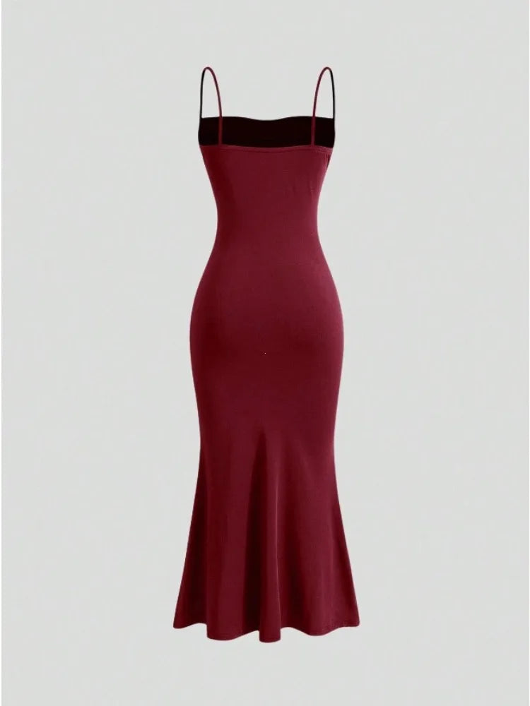 All Seasons Women's Dresses Elegant Party Fitting Slim Spaghetti Strap Mermaid Hem Maxi Fashion Party Dresses